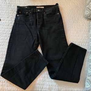 Levis Wedgie button fly Black high waisted straight leg jeans
